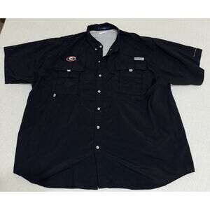 Georgia Bulldog Columbia PFG Bahama Fishing Shirt Men 3XL Black Short Sleeve EUC